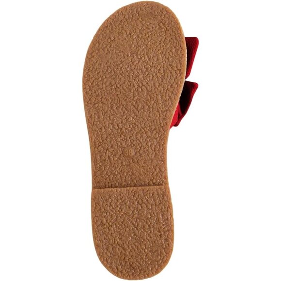 Women's Bow Red Knot Open Toe Leather Flat Slides Slippers Shoes - Picture 5 of 6